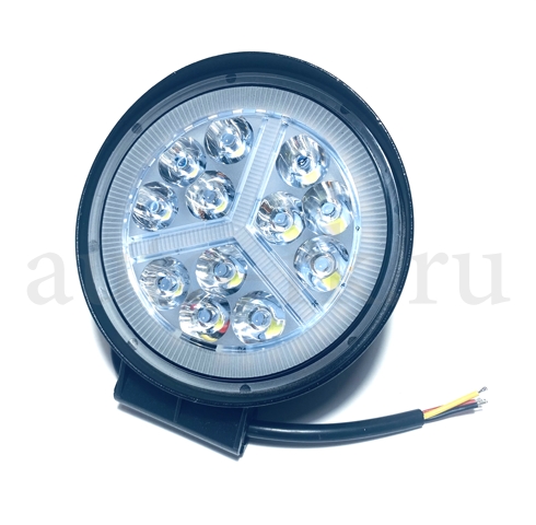 Фара п/т Led 12LED-56W (с габаритной желтой подсветкой) (круглая)(PR-1445)